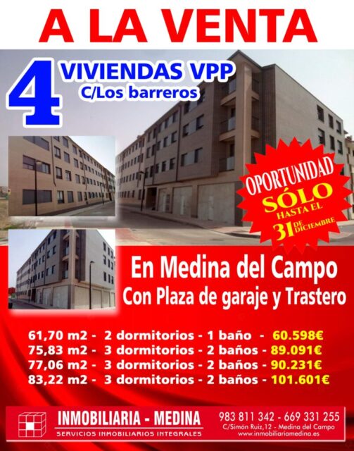 A la venta 4 viviendas de VPP en la C/ Los Barreros